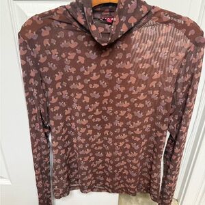 Staud Mushroom Sheer Long Sleeve Mock Neck Large